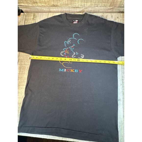 Rare Vintage Fruit Of The Loom Mickey Mouse Embroidered Logo T Shirt 90s L - Picture 5 of 7